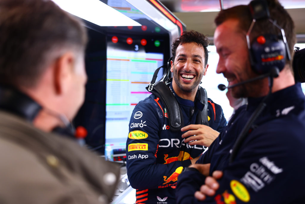 AlphaTauri driver Daniel Ricciardo during Pirelli tyre test for Red Bull amid Sergio Perez F1 drive threat