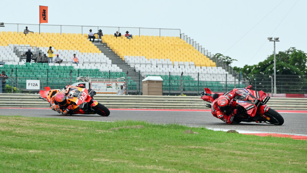 Ducati and Honda riders Francesco Bagnaia and Marc Marquez at MotoGP Bharat 2023 around Buddh International Circuit as Formula 1 return plans announced