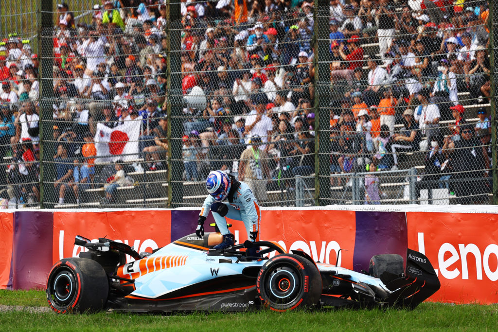 Logan Sargeant of Williams after Q1 crash at F1 Japanese GP