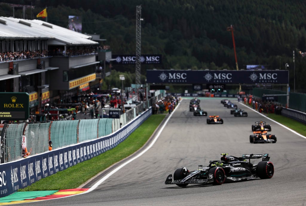 Mercedes driver Lewis Hamilton during 2023 Belgian GP amid F1 contract rumours
