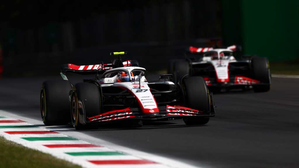 Haas drivers Nico Hulkenberg and Kevin Magnussen during FP3 at F1 Italian Grand Prix