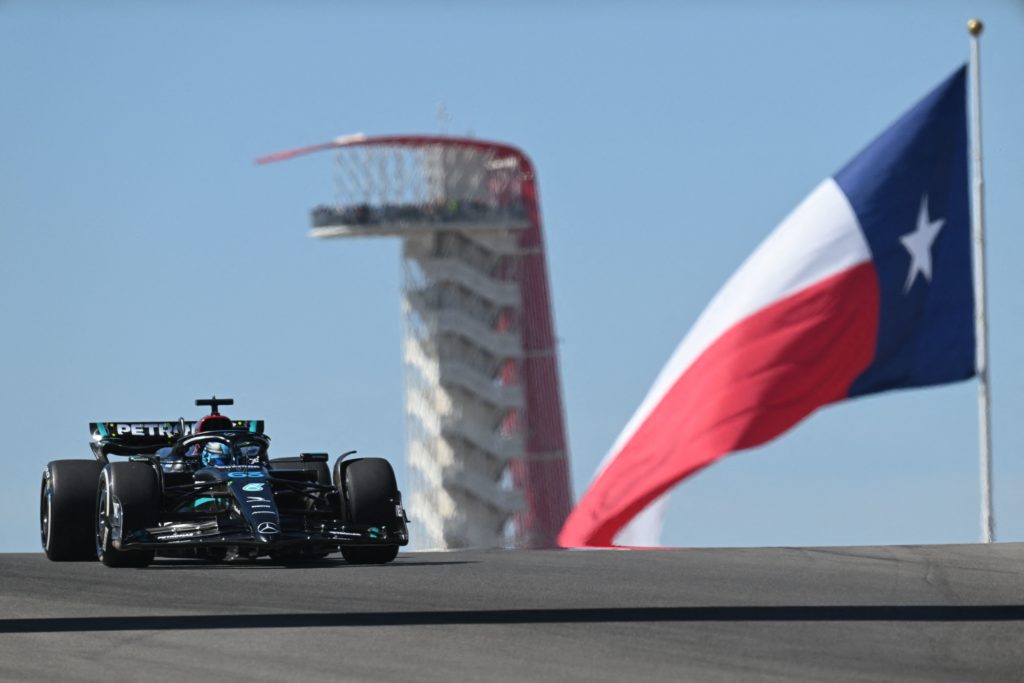 Mercedes driver George Russell during practice for the United States GP as Sprint qualifying warning issued