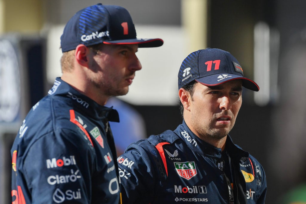 Red Bull drivers Sergio Perez and Max Verstappen at the 2023 Sao Paulo Grand Prix amid Christian Horner making F1 title claim