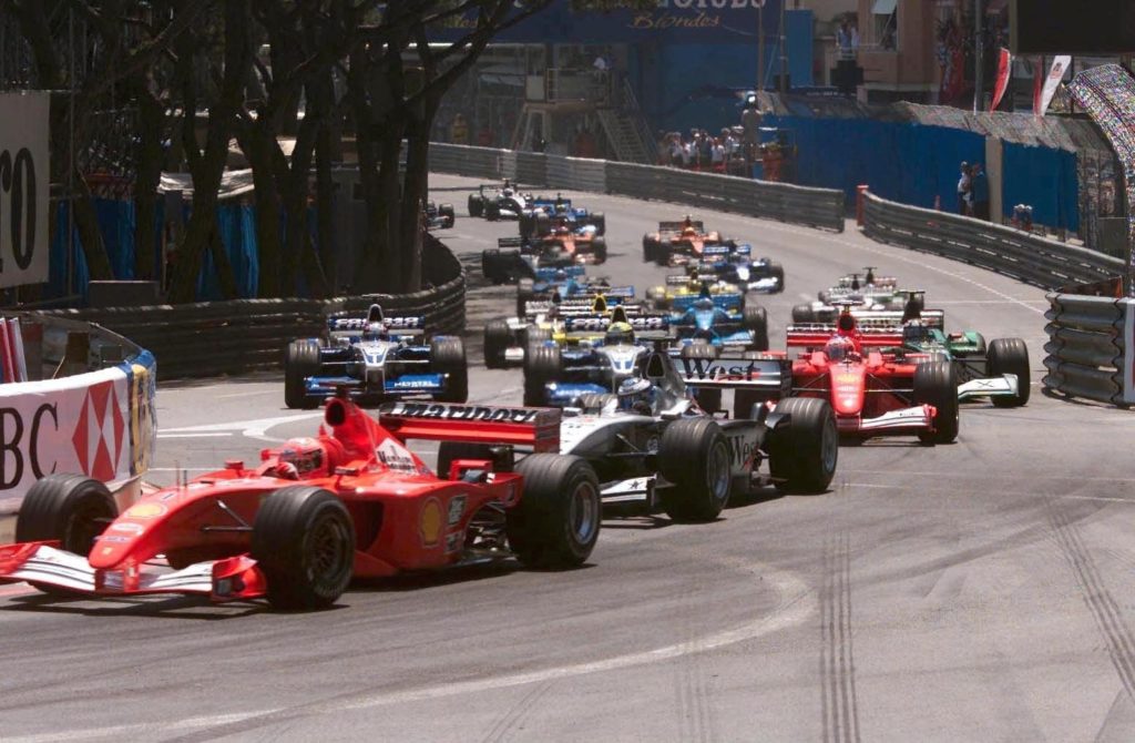 Ferrari driver Michael Schumacher on track during the 2001 Monaco Grand Prix