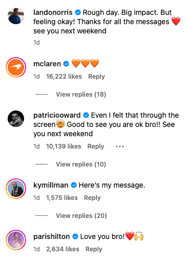 Paris Hilton sends McLaren driver Lando Norris message after Las Vegas Grand Prix crash