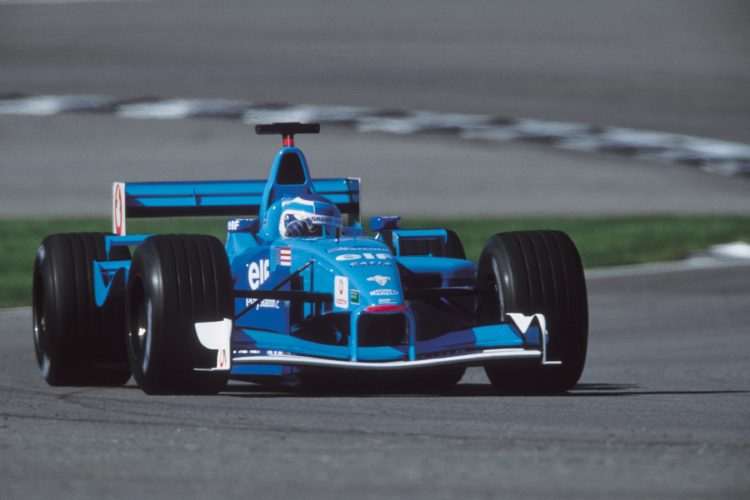 30 Sep 2001:  Benetton driver Giancarlo Fisichella of Italy in action during the US Formula One Grand Prix held at the Indianapolis Motor Speedway,...