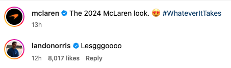 Lando Norris reacts to new McLaren livery for 2024 season
