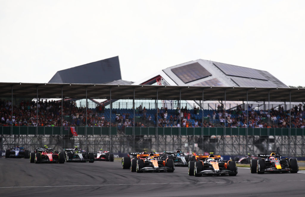 McLaren duo Lando Norris and Oscar Piastri fight Red Bull driver Max Verstappen at 2023 F1 British GP