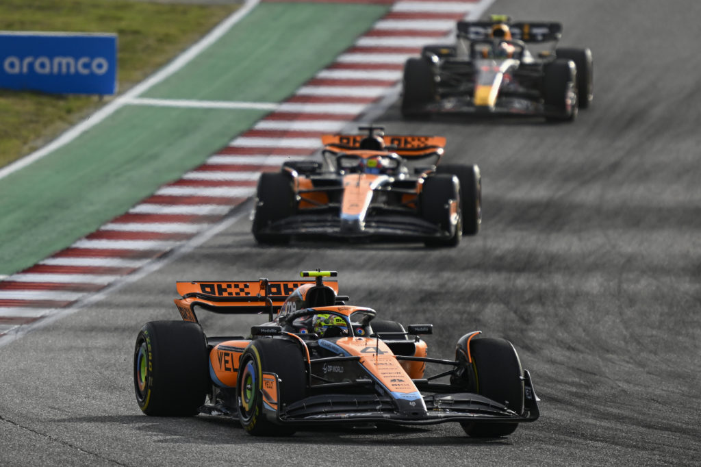 McLaren drivers Lando Norris and Oscar Piastri at 2023 F1 United States GP