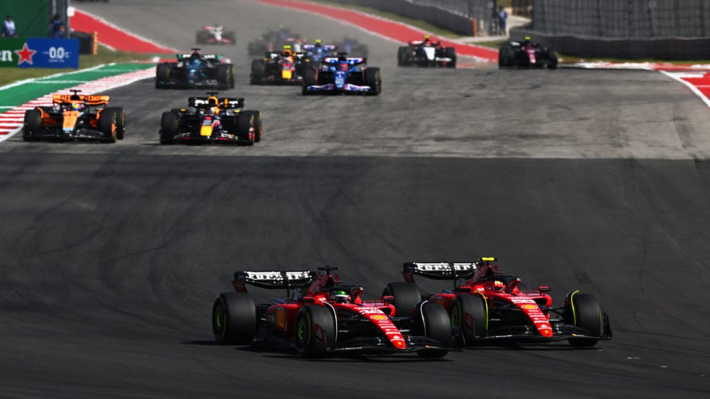 Ferrari drivers Charles Leclerc and Carlos Sainz at 2023 F1 United States GP