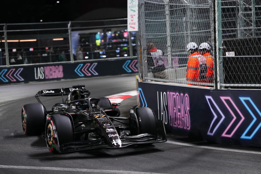 Sauber driver Valtteri Bottas at 2023 F1 Las Vegas GP in qualifying