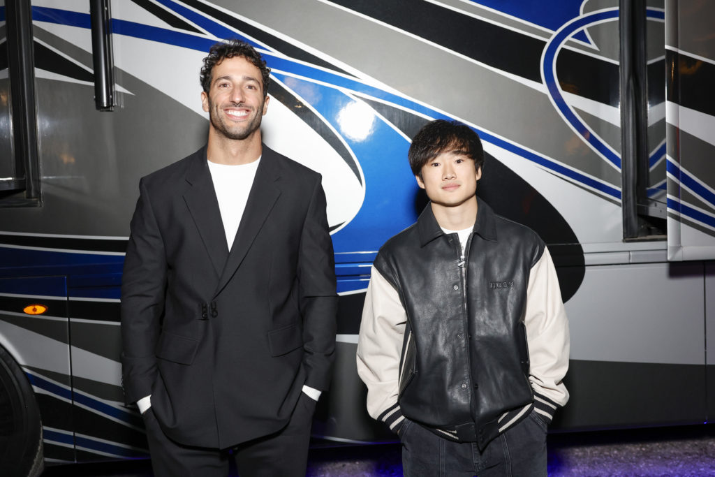 Visa Cash App RB drivers Daniel Ricciardo and Yuki Tsunoda at 2024 F1 car launch
