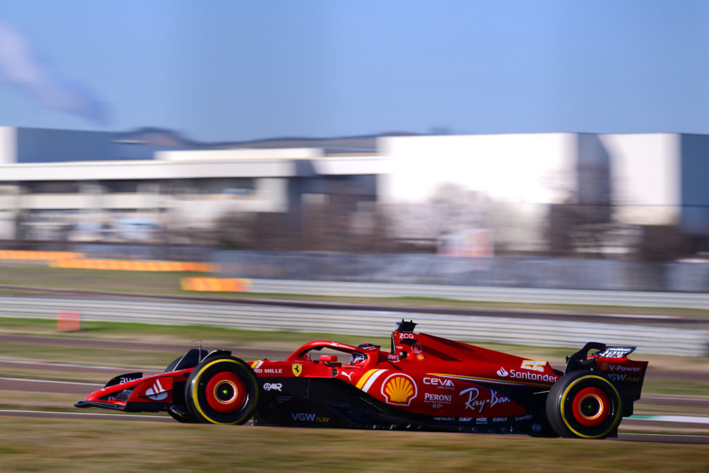 Ferrari driver Carlos Sainz during filming day for launch of 2024 Formula 1 car