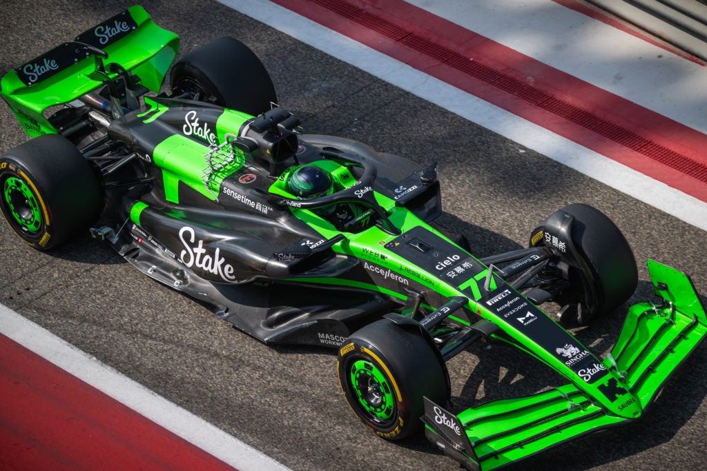 Stake F1 Team Sauber driver Valtteri Bottas at 2024 F1 pre-season test in Bahrain