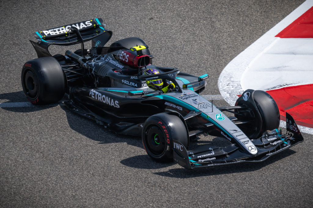 Mercedes driver Lewis Hamilton during 2024 F1 pre-season testing in Bahrain