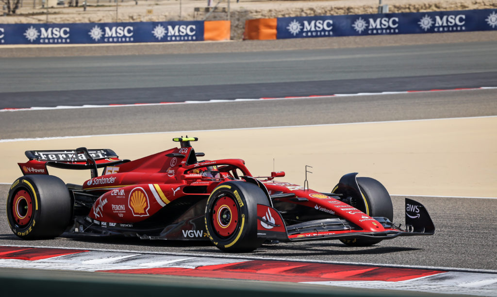 Ferrari driver Carlos Sainz at 2024 F1 pre-season testing in Bahrain