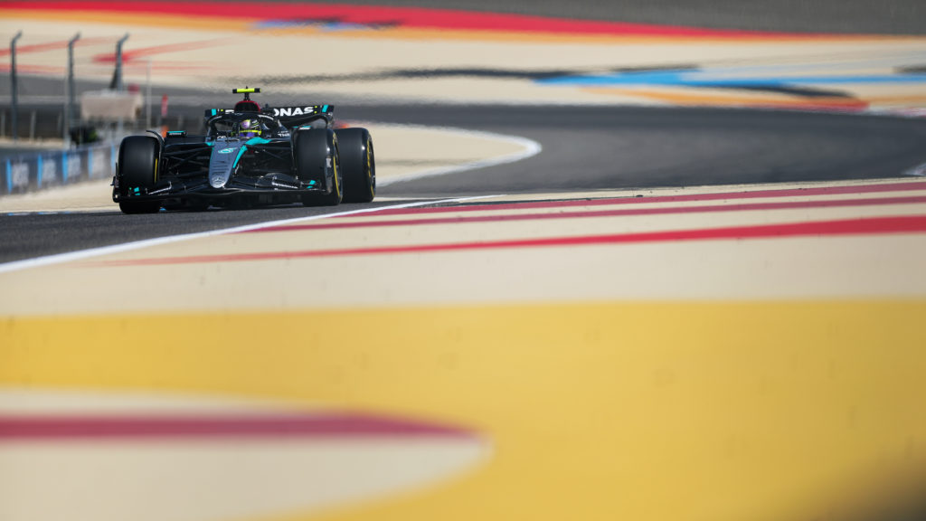 Mercedes driver Lewis Hamilton during day three of F1 pre-season 2024 test in Bahrain