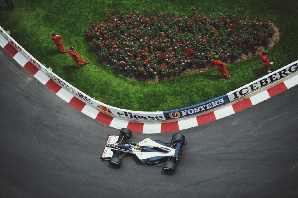 Brabham driver Mark Blundell at 1991 F1 Monaco GP whilst a Williams test driver