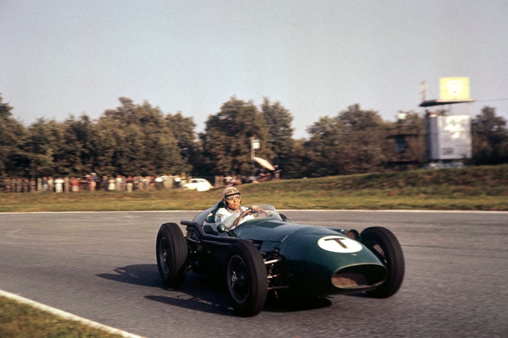 Carroll Shelby driving for Aston Martin in F1 at 1959 Italian GP