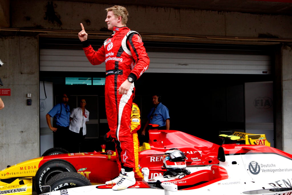Nico Hulkenberg celebrates GP2 Series win at Portimao in title winning season