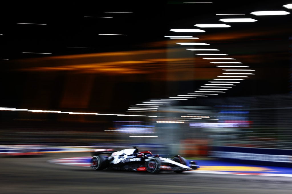 Red Bull junior driver Liam Lawson during 2023 F1 Singapore GP for AlphaTauri