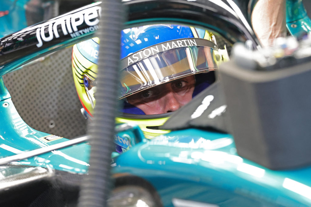 Aston Martin driver Fernando Alonso in qualifying at 2024 F1 Saudi Arabian GP