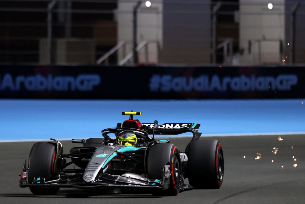Mercedes driver Lewis Hamilton in qualifying for 2024 F1 Saudi Arabian GP