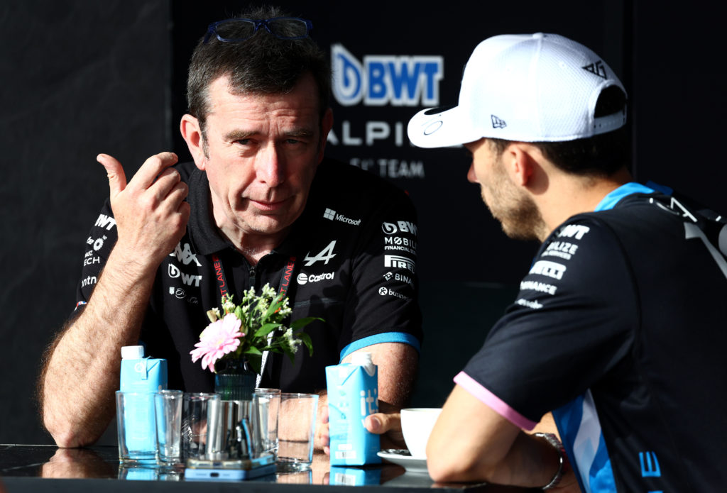 Alpine team principal Bruno Famin with Pierre Gasly at 2024 F1 Saudi Arabian GP