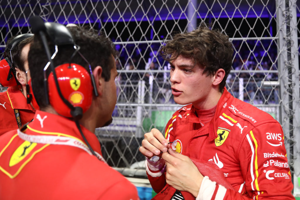 Oliver Bearman preparing for his F1 debut with Ferrari at the 2024 Saudi Arabian Grand Prix.