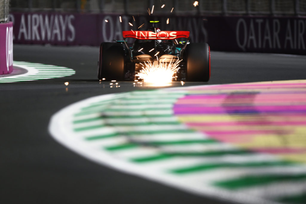 Mercedes driver Lewis Hamilton in qualifying for 2024 F1 Saudi Arabian GP