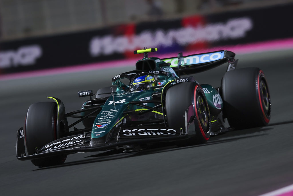 Aston Martin driver Fernando Alonso in qualifying at 2024 F1 Saudi Arabian GP