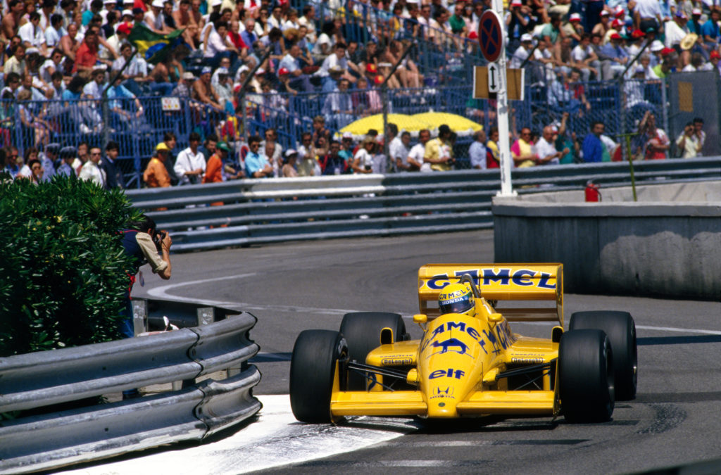 Ayrton Senna at 1987 F1 Monaco GP driving for Lotus