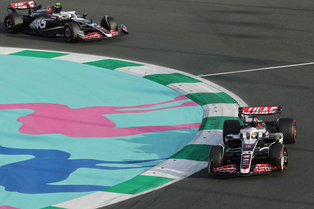Haas drivers Kevin Magnussen and Nico Hulkenberg at 2024 F1 Saudi Arabian GP