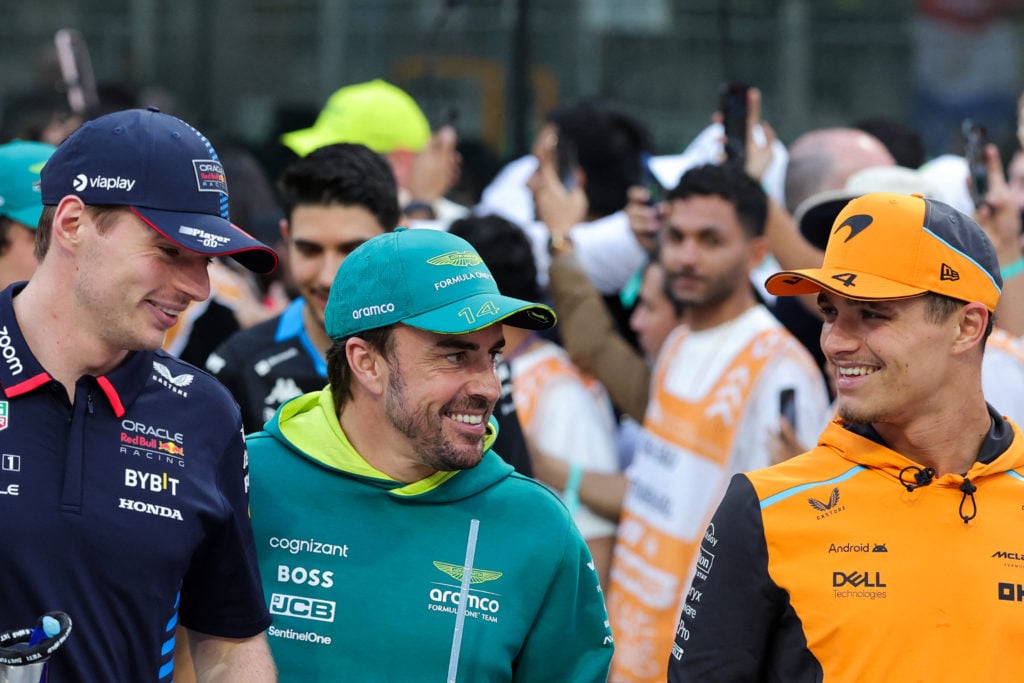 Red Bull's Max Verstappen, Aston Martin's Fernando Alonso and McLaren's Lando Norris at 2024 F1 Saudi Arabian GP