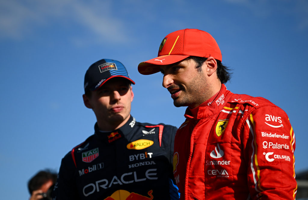 Max Verstappen of Red Bull and Ferrari driver Carlos Sainz at 2024 Australian GP