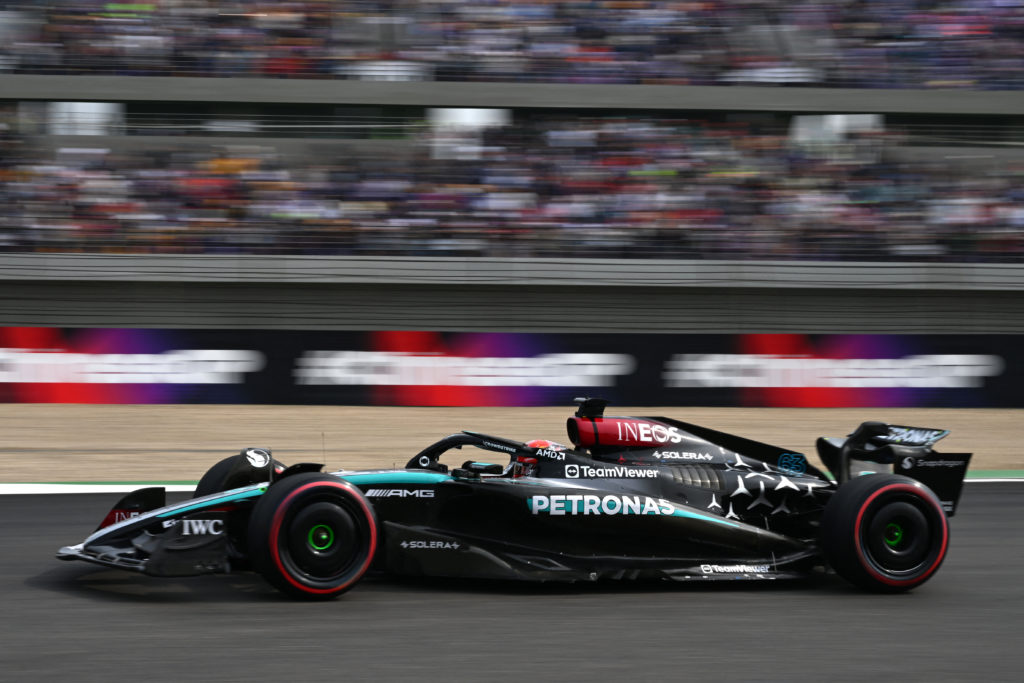 Mercedes driver George Russell in qualifying for 2024 F1 Chinese GP