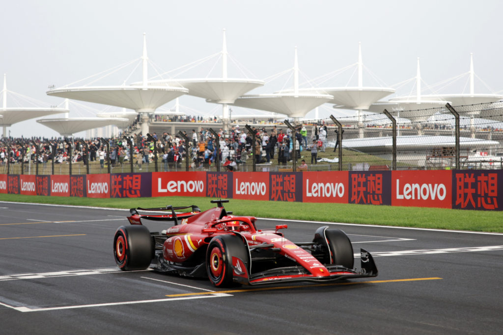 Ferrari driver Charles Leclerc in qualifying at 2024 Chinese GP