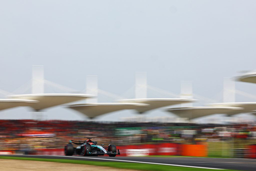 Mercedes driver George Russell in qualifying for 2024 F1 Chinese GP