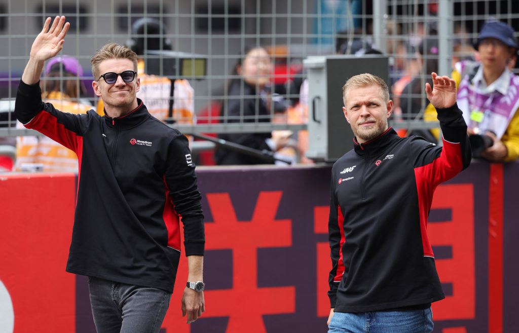 Haas teammates Nico Hulkenberg and Kevin Magnussen at 2024 F1 Chinese GP