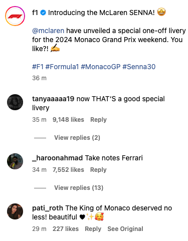 McLaren fans reaction to an Ayrton Senna-inspired livery being used at the Monaco Grand Prix