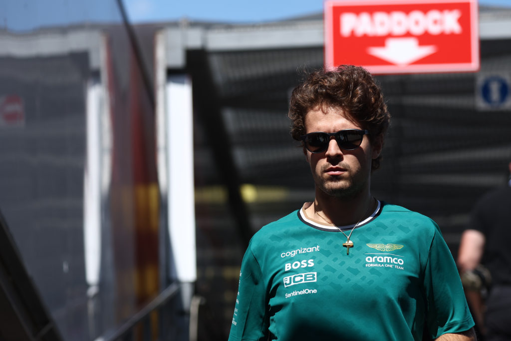 Felipe Drugovich of Aston Martin looks on during qualifying