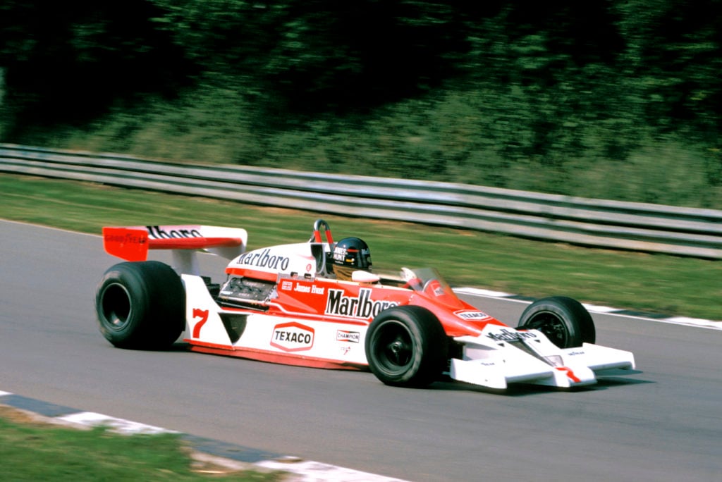 James Hunt driving a McLaren M26.