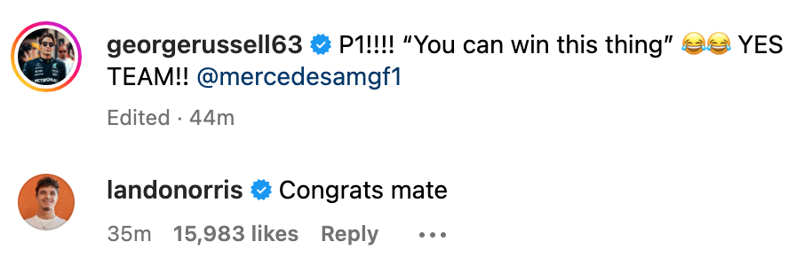 Lando Norris sends message to George Russell after winning the Austrian Grand Prix