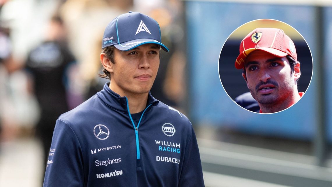 Williams driver Alex Albon ahead of the 2024 Formula 1 Belgian Grand Prix. Inset, Ferrari driver Carlos Sainz ahead of the Belgian GP at Spa.