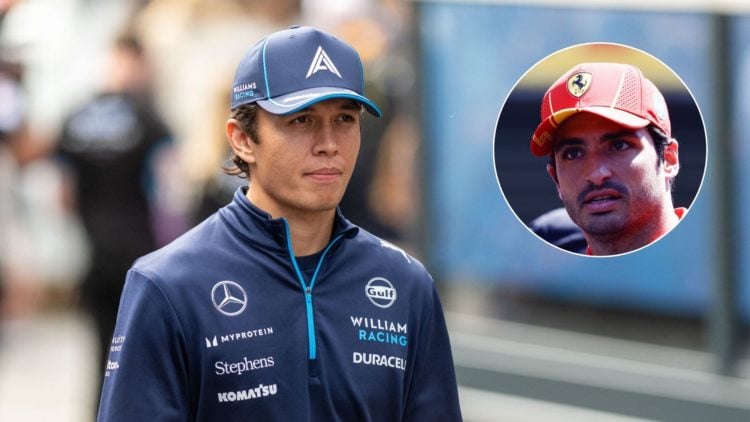 Williams driver Alex Albon ahead of the 2024 Formula 1 Belgian Grand Prix. Inset, Ferrari driver Carlos Sainz ahead of the Belgian GP at Spa.