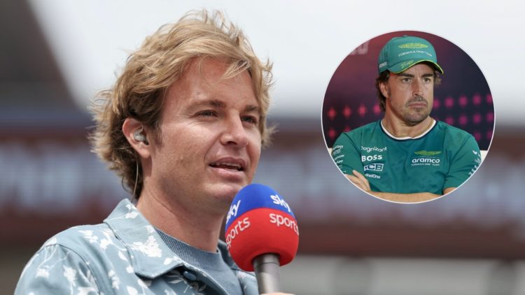 Sky Sports F1 pundit Nico Rosberg at the 2024 Monaco Grand Prix. Inset, Aston Martin driver Fernando Alonso at the 2024 Hungarian Grand Prix