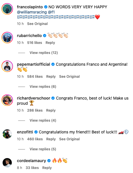 Rubens Barrichello reacts to Franco Colapinto racing for Williams in Formula 1 this season