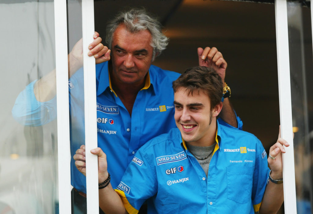 Flavio Briatore with Fernando Alonso wait