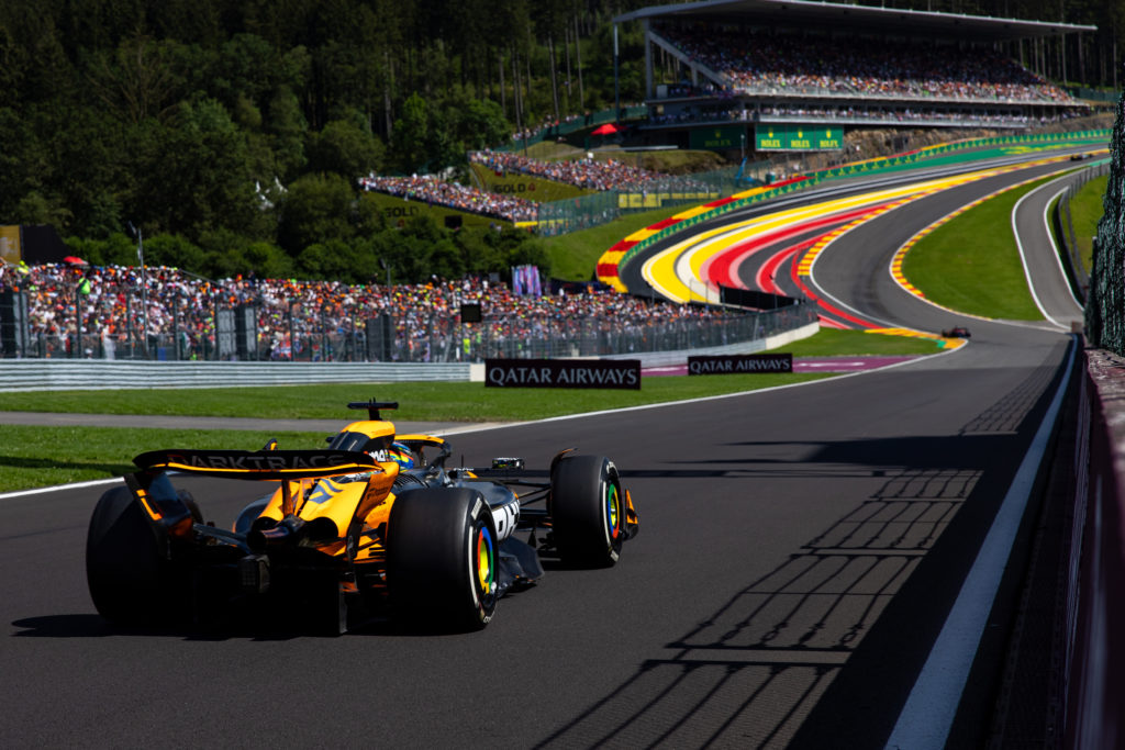 McLaren driver Oscar Piastri racing at the Belgian Grand Prix