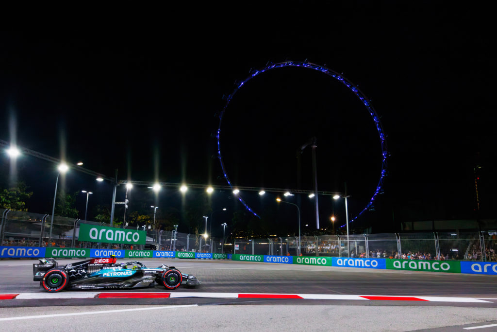 Lewis Hamilton of Great Britain drives the (44) Mercedes AMG